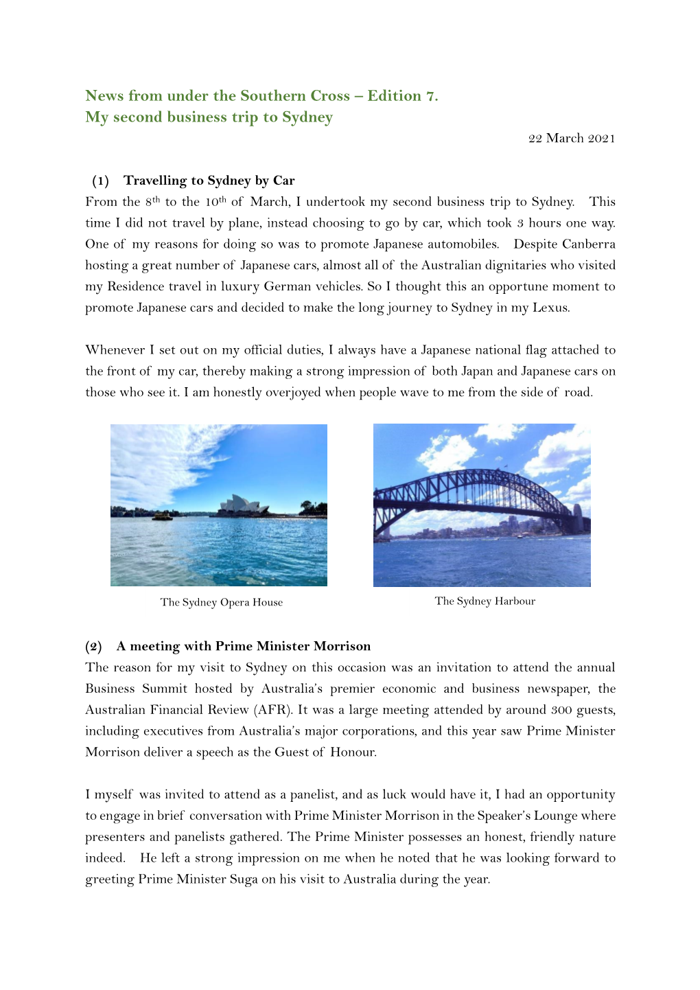 News from Under the Southern Cross – Edition 7. My Second Business Trip to Sydney 22 March 2021