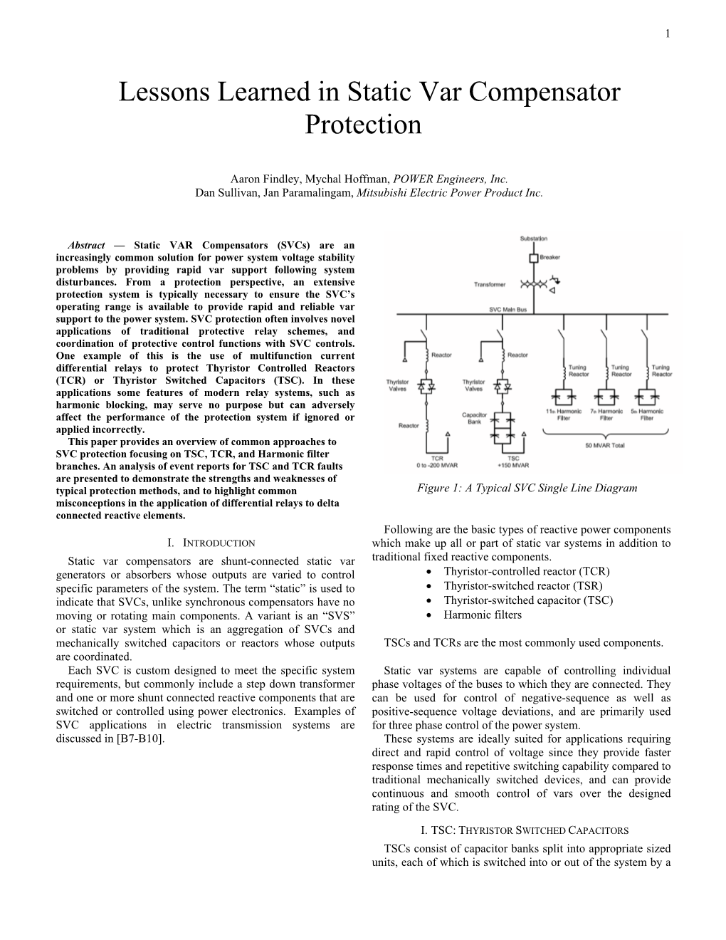 Lessons Learned in Static Var Compensator Protection