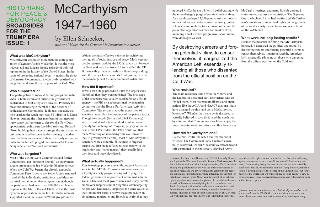 Mccarthyism 1947–1960