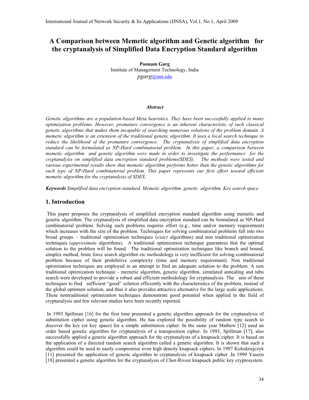 A Comparison Between Memetic Algorithm and Genetic Algorithm for the Cryptanalysis of Simplified Data Encryption Standard Algorithm