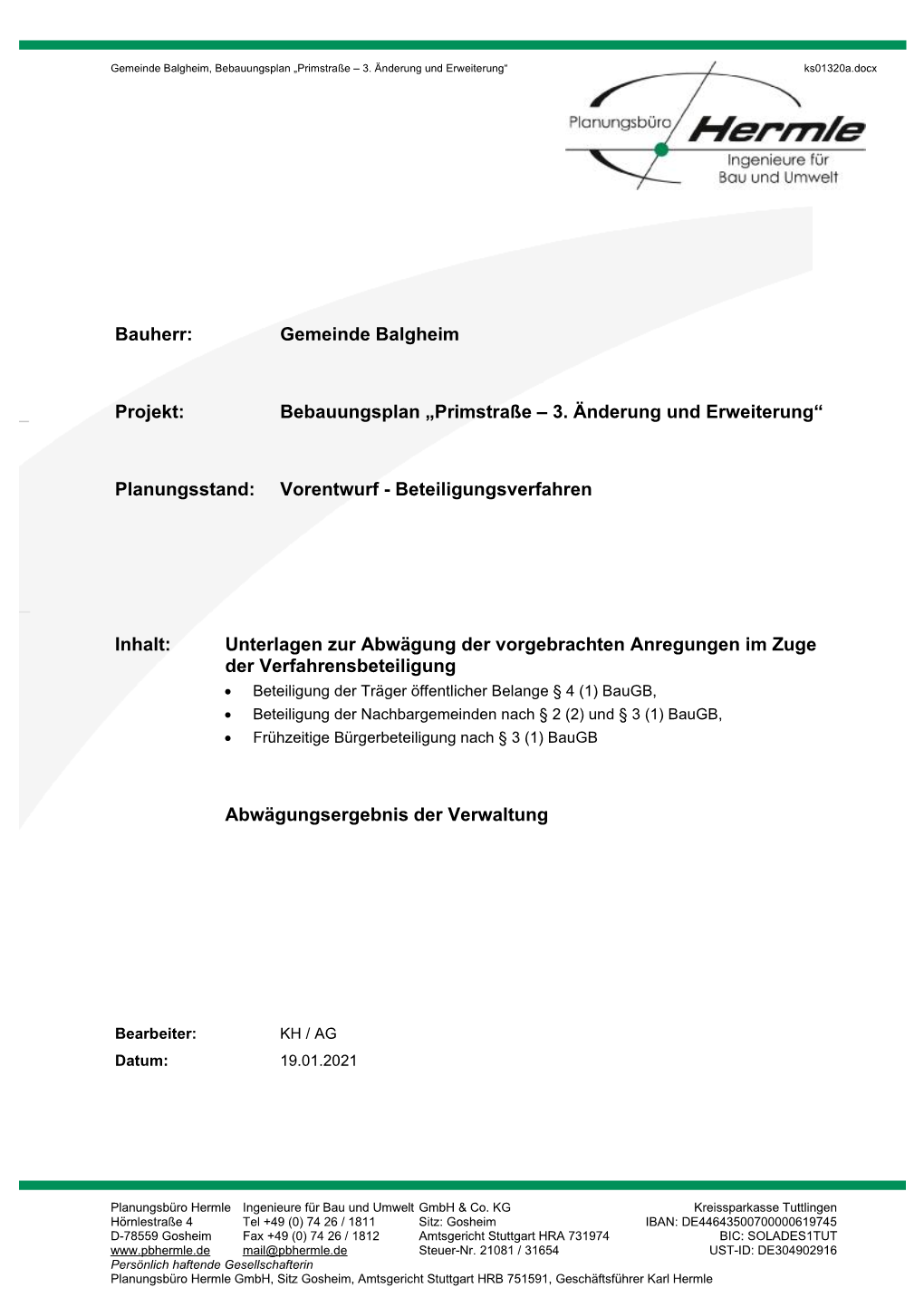Bebauungsplan „Primstraße – 3. Änderung Und Erweiterung“ Ks01320a.Docx