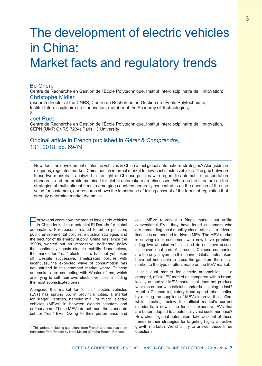 The Development of Electric Vehicles in China: Market Facts and Regulatory Trends