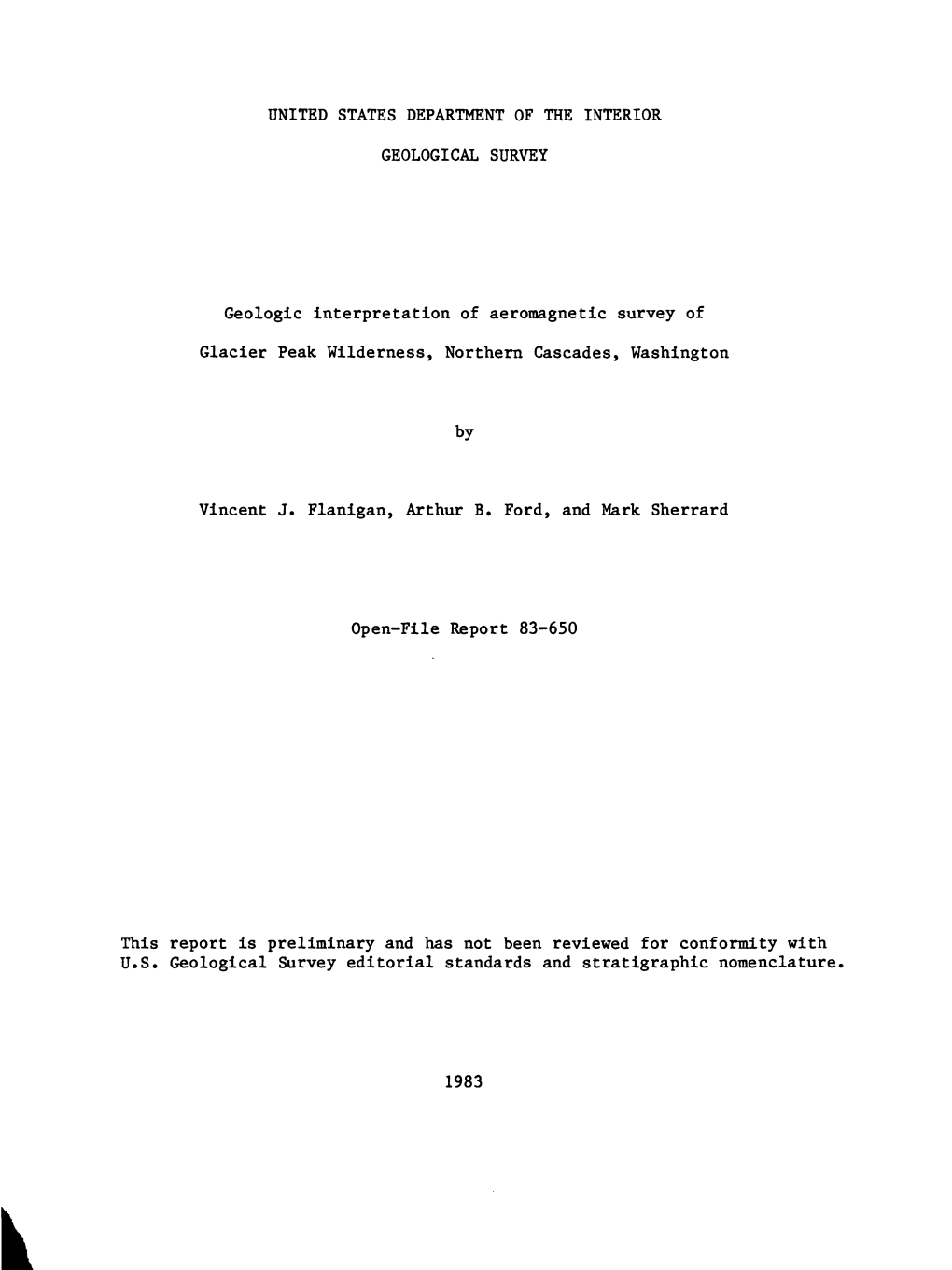 Geologic Interpretation of Aeromagnetic Survey of Glacier Peak Wilderness, Northern Cascades, Washington