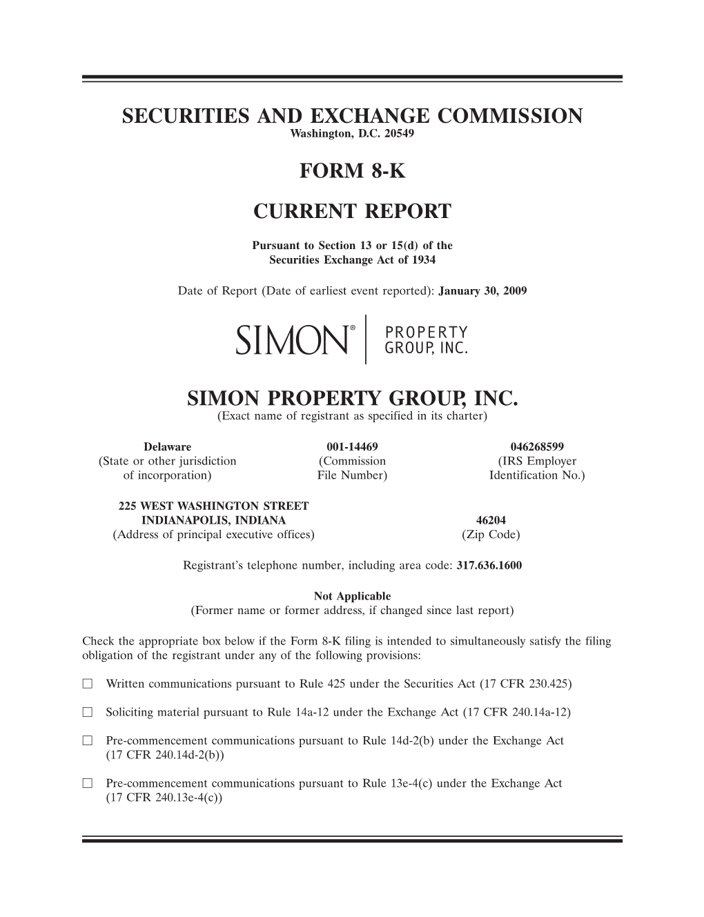 Securities and Exchange Commission Form 8-K