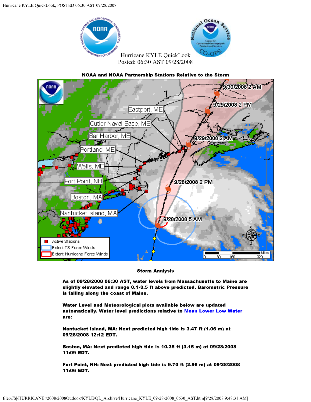 Hurricane KYLE Quicklook, POSTED 06:30 AST 09/28/2008