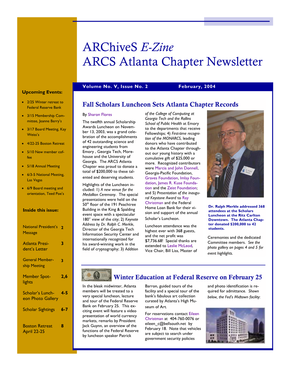 Archives E-Zine ARCS Atlanta Chapter Newsletter