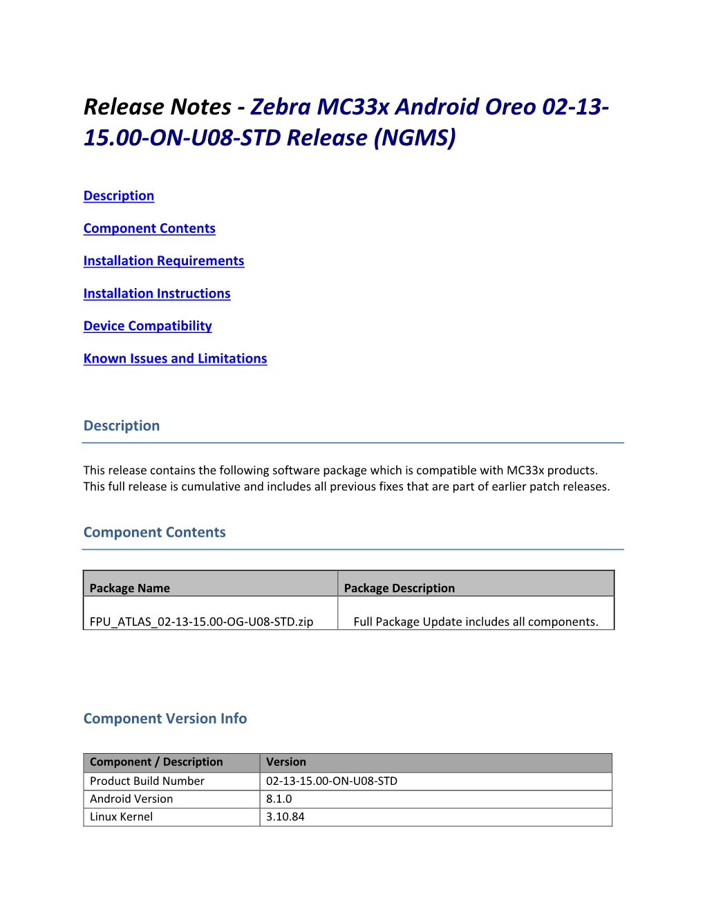 MC33 Android Oreo NGMS Release Notes