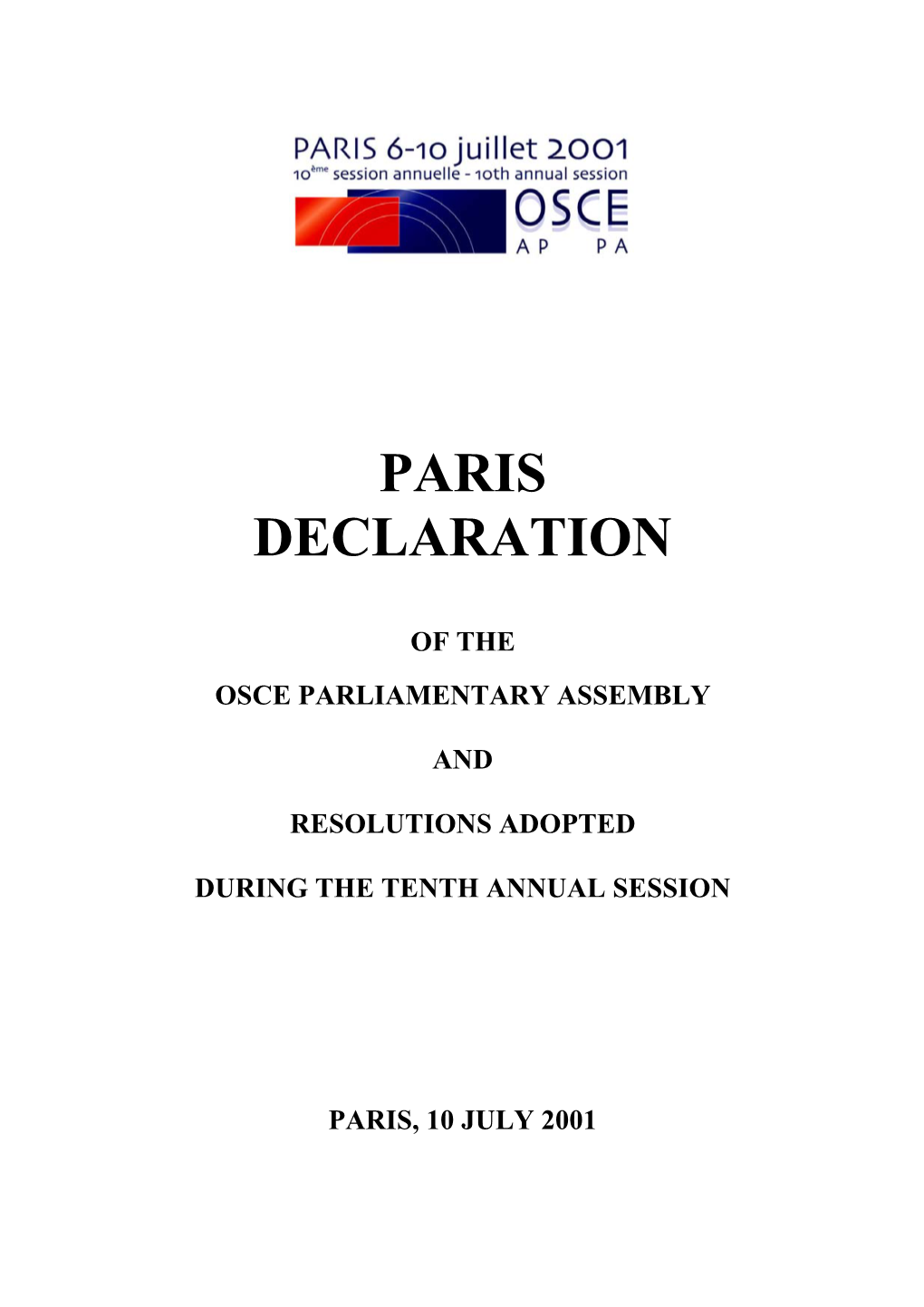 2001 Paris Declaration (ENG)