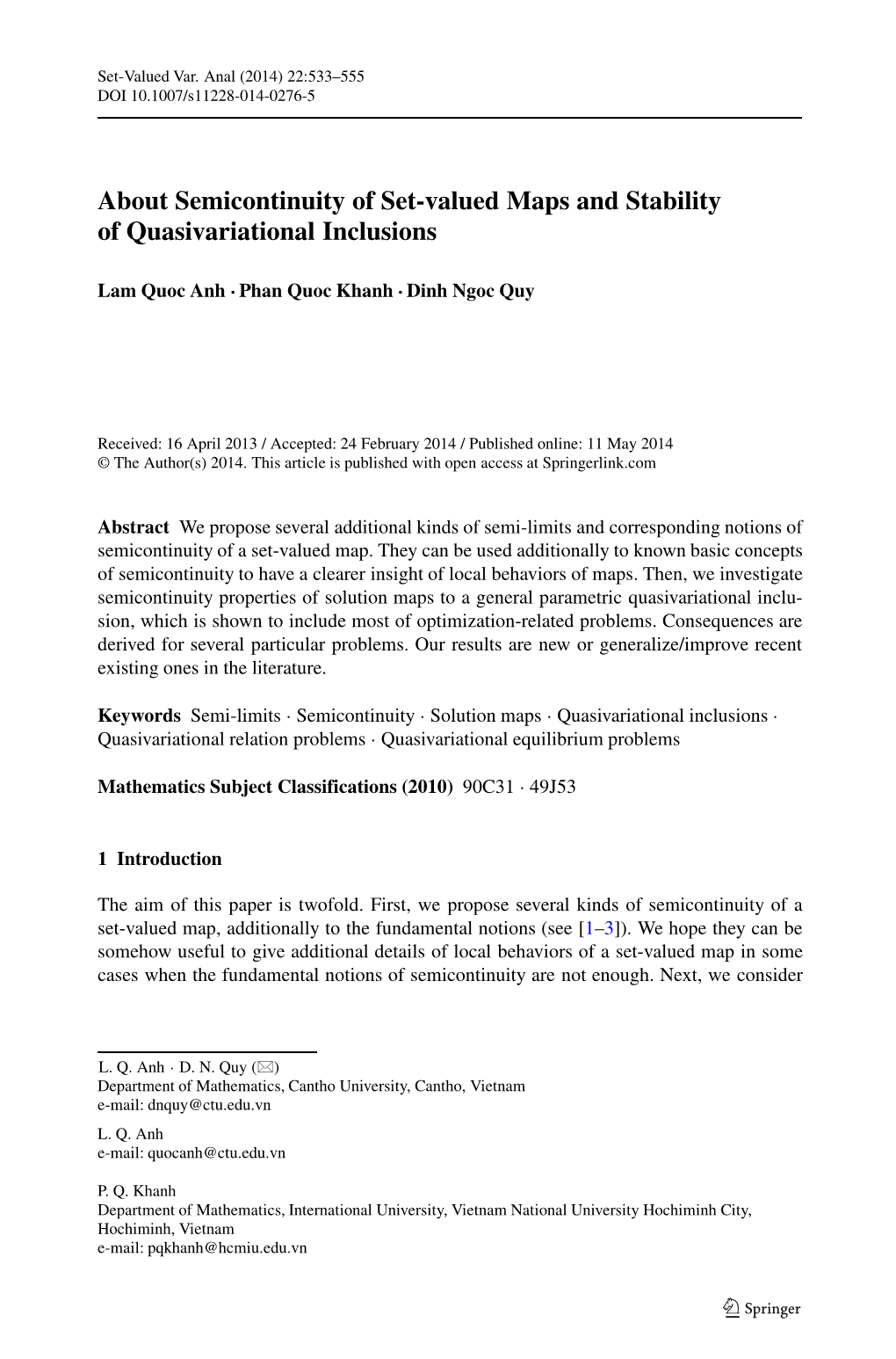 About Semicontinuity of Set-Valued Maps and Stability of Quasivariational Inclusions