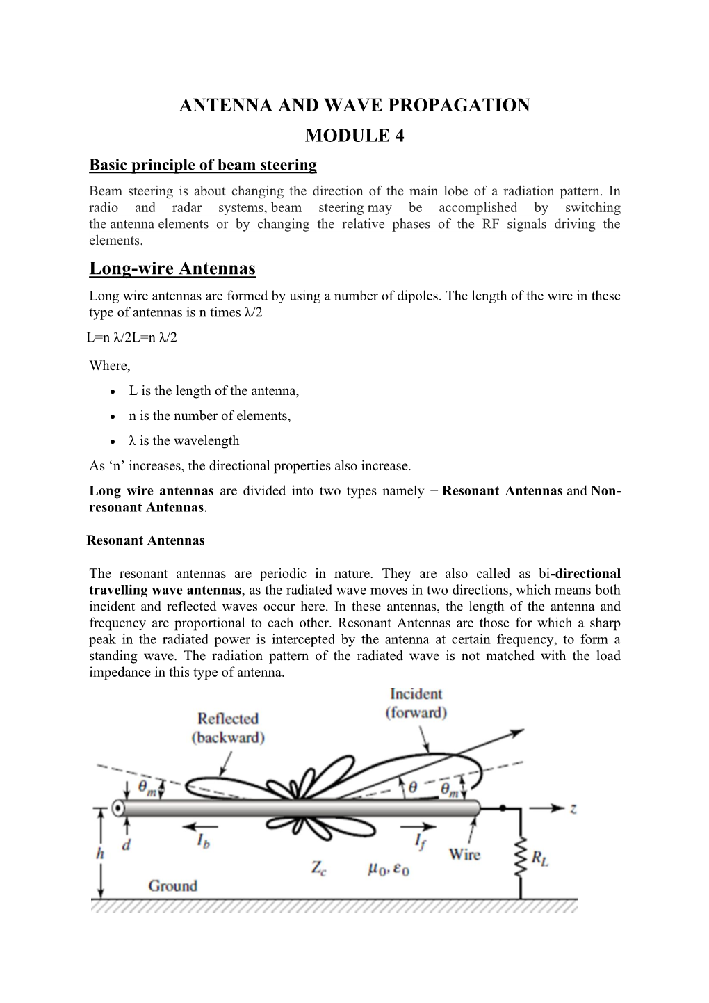 ANTENNA and WAVE PROPAGATION MODULE 4 Long-Wire Antennas