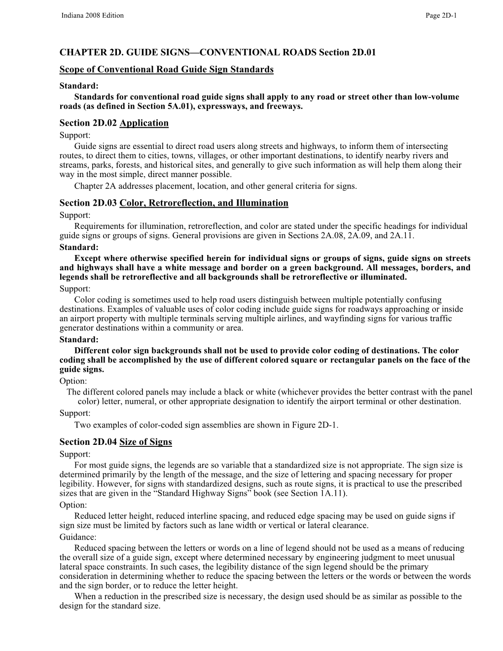 Chapter 2D. Guide Signs—Conventional Roads