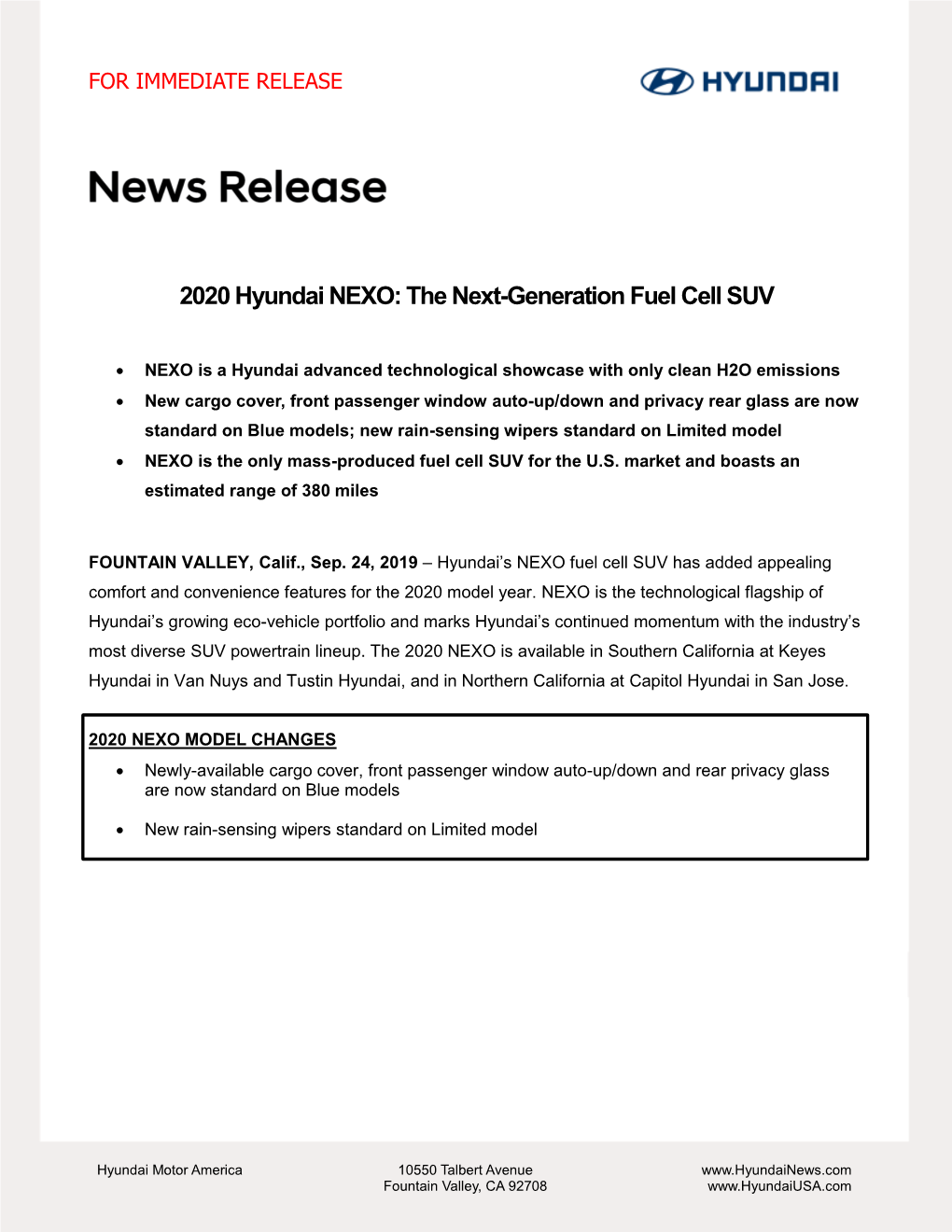 2020 Hyundai NEXO: the Next-Generation Fuel Cell SUV