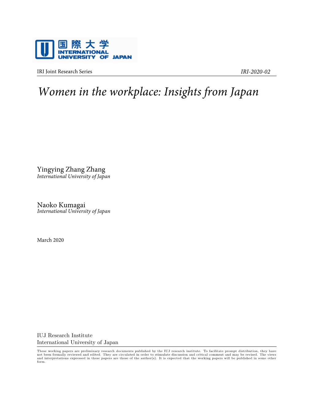 Women in the Workplace: Insights from Japan