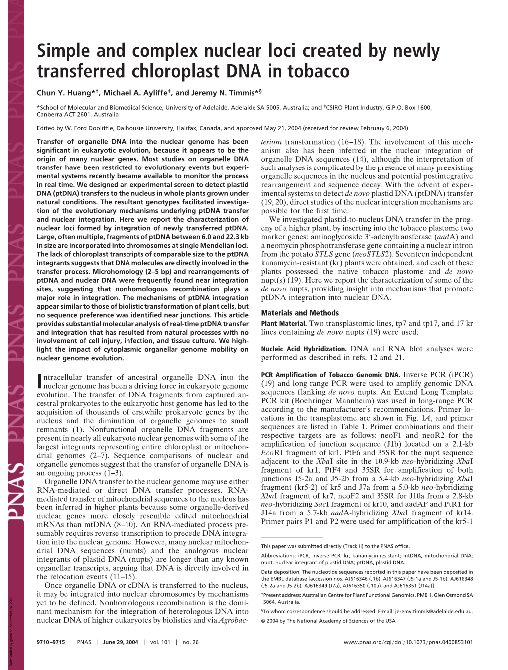 Simple and Complex Nuclear Loci Created by Newly Transferred Chloroplast DNA in Tobacco