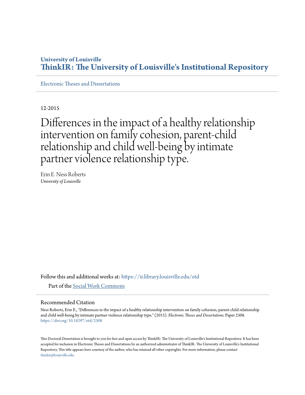 Differences in the Impact of a Healthy Relationship Intervention on Family
