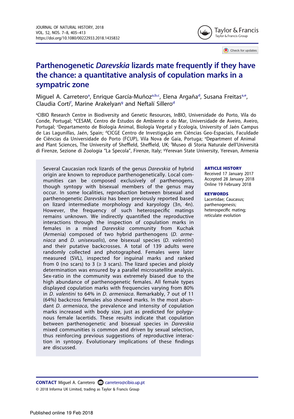 Parthenogenetic Darevskia Lizards Mate Frequently If They Have the Chance: a Quantitative Analysis of Copulation Marks in a Sympatric Zone Miguel A