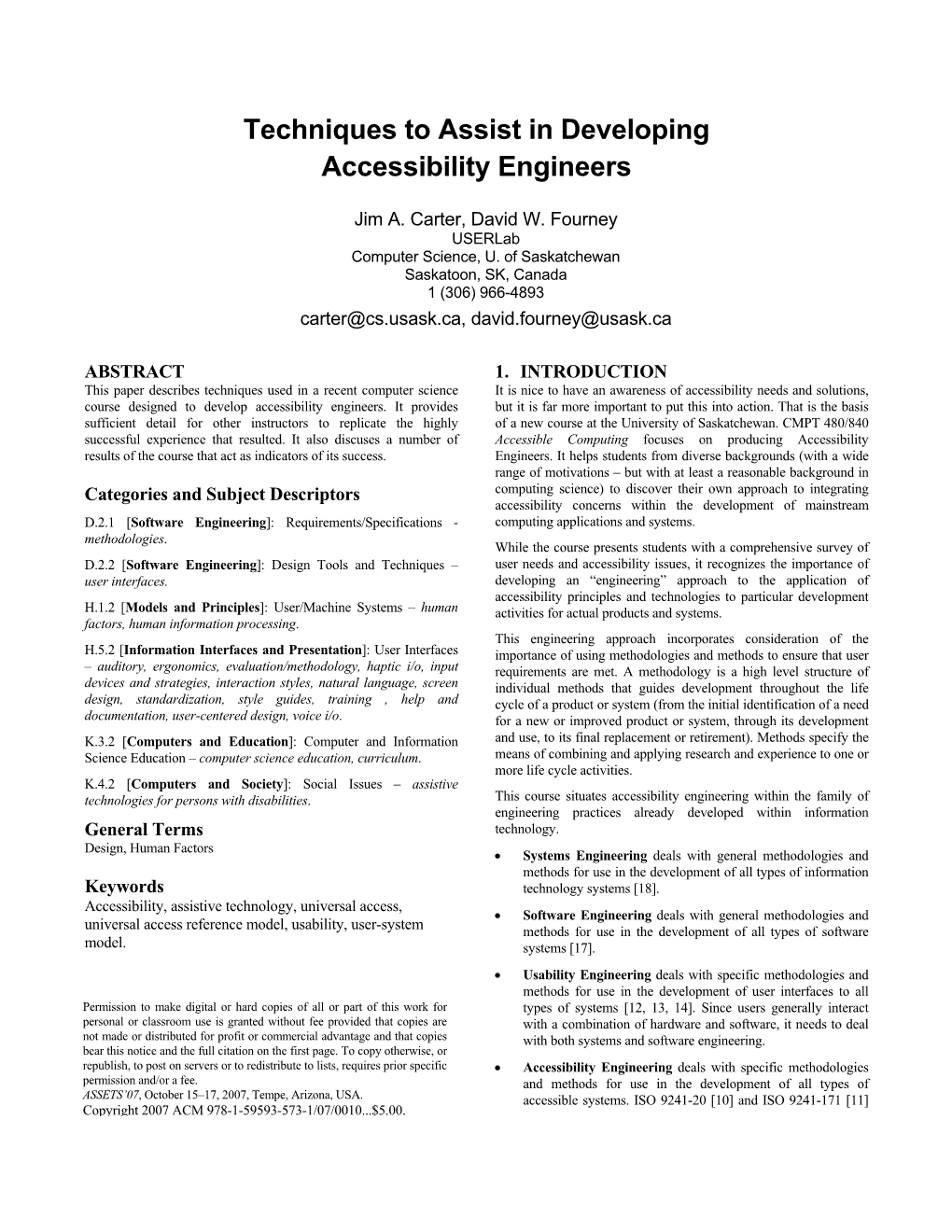 Techniques to Assist in Developing Accessibility Engineers