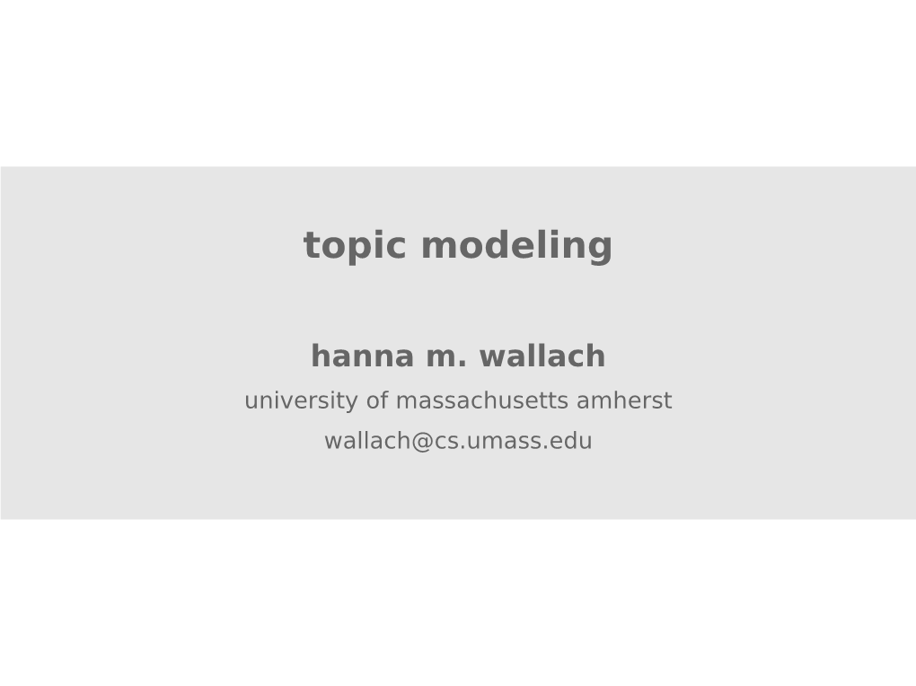Topic Modeling