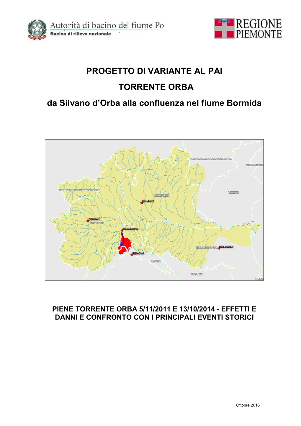 PROGETTO DI VARIANTE AL PAI TORRENTE ORBA Da Silvano D'orba Alla Confluenza Nel Fiume Bormida