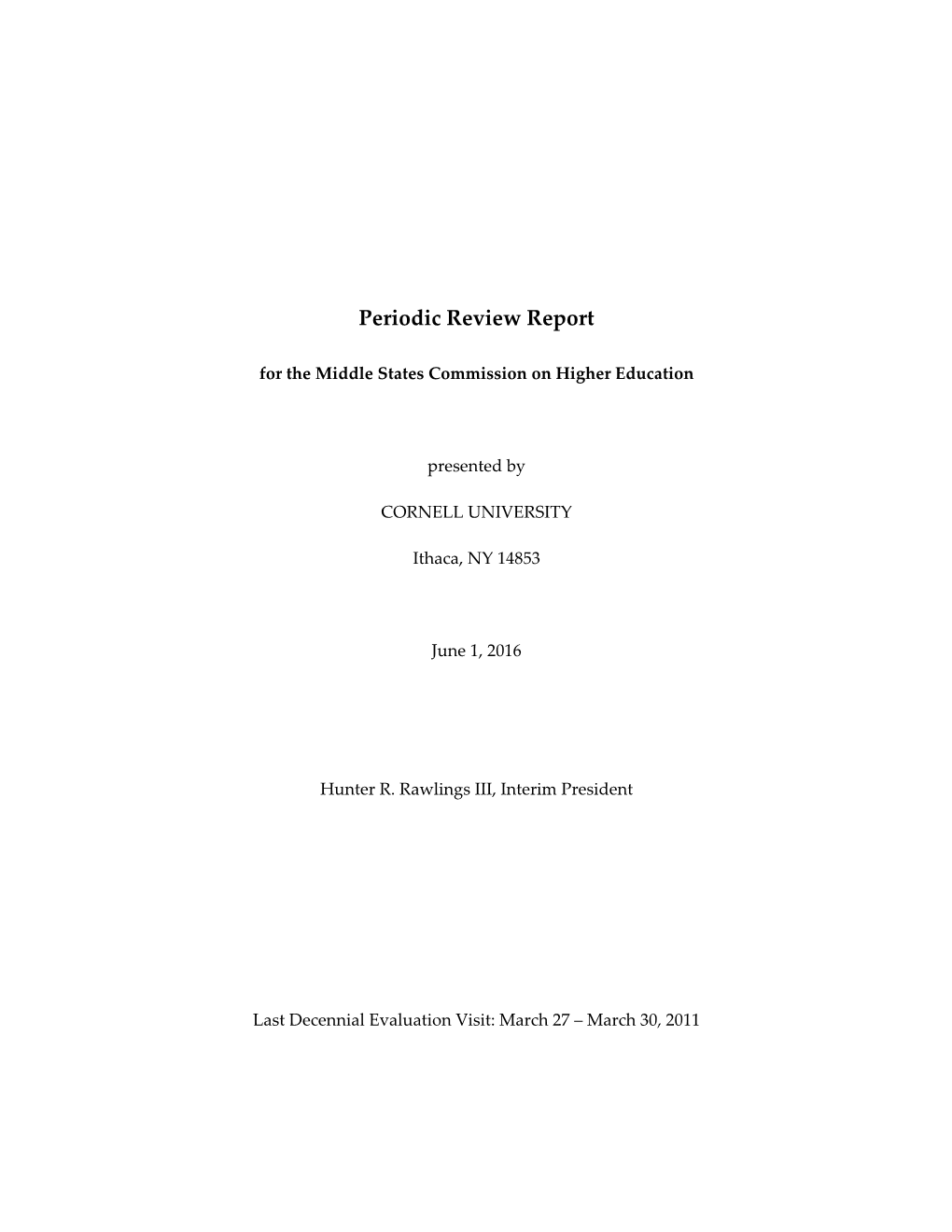 Periodic Review Report