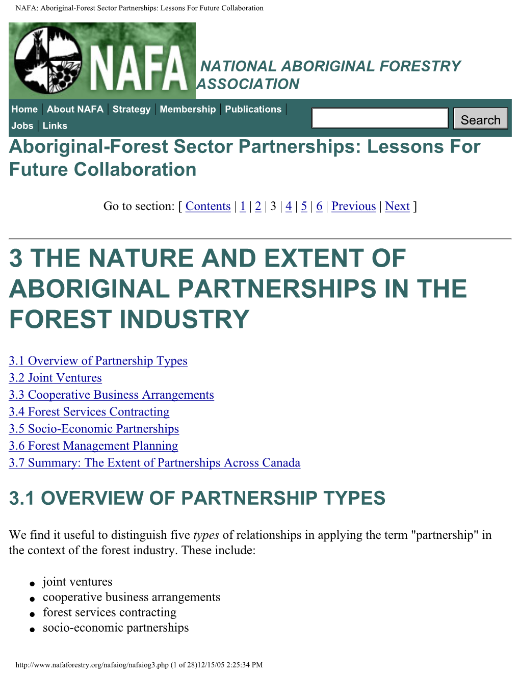 NAFA: Aboriginal-Forest Sector Partnerships: Lessons for Future Collaboration