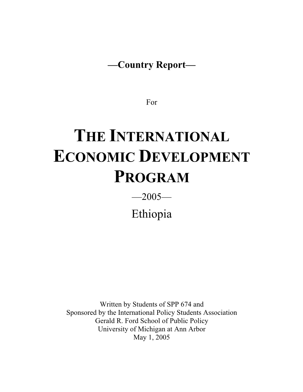 The International Economic Development Program