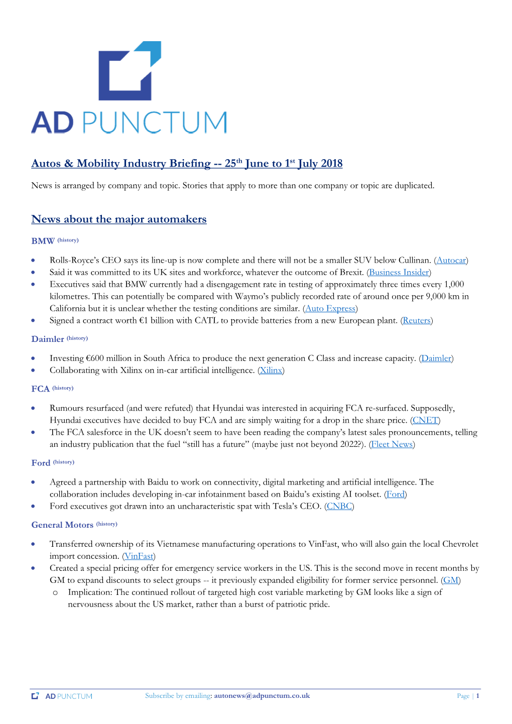 Autos & Mobility Industry Briefing