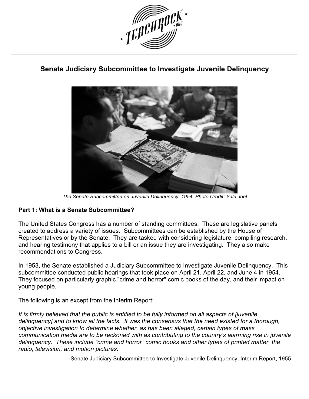 Senate Judiciary Subcommittee to Investigate Juvenile Delinquency