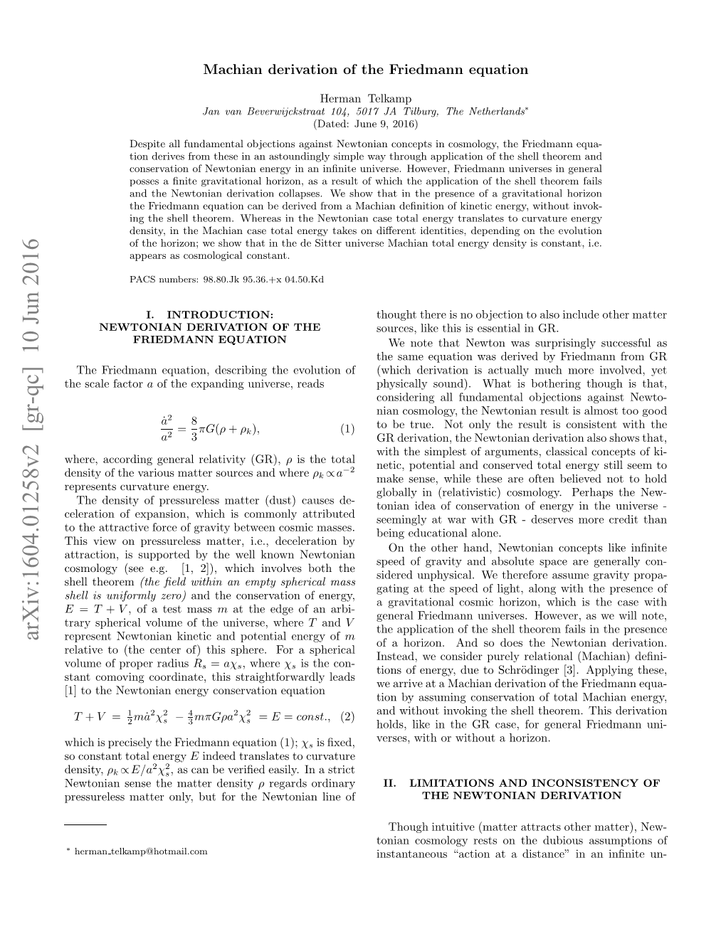 Machian Derivation of the Friedmann Equation