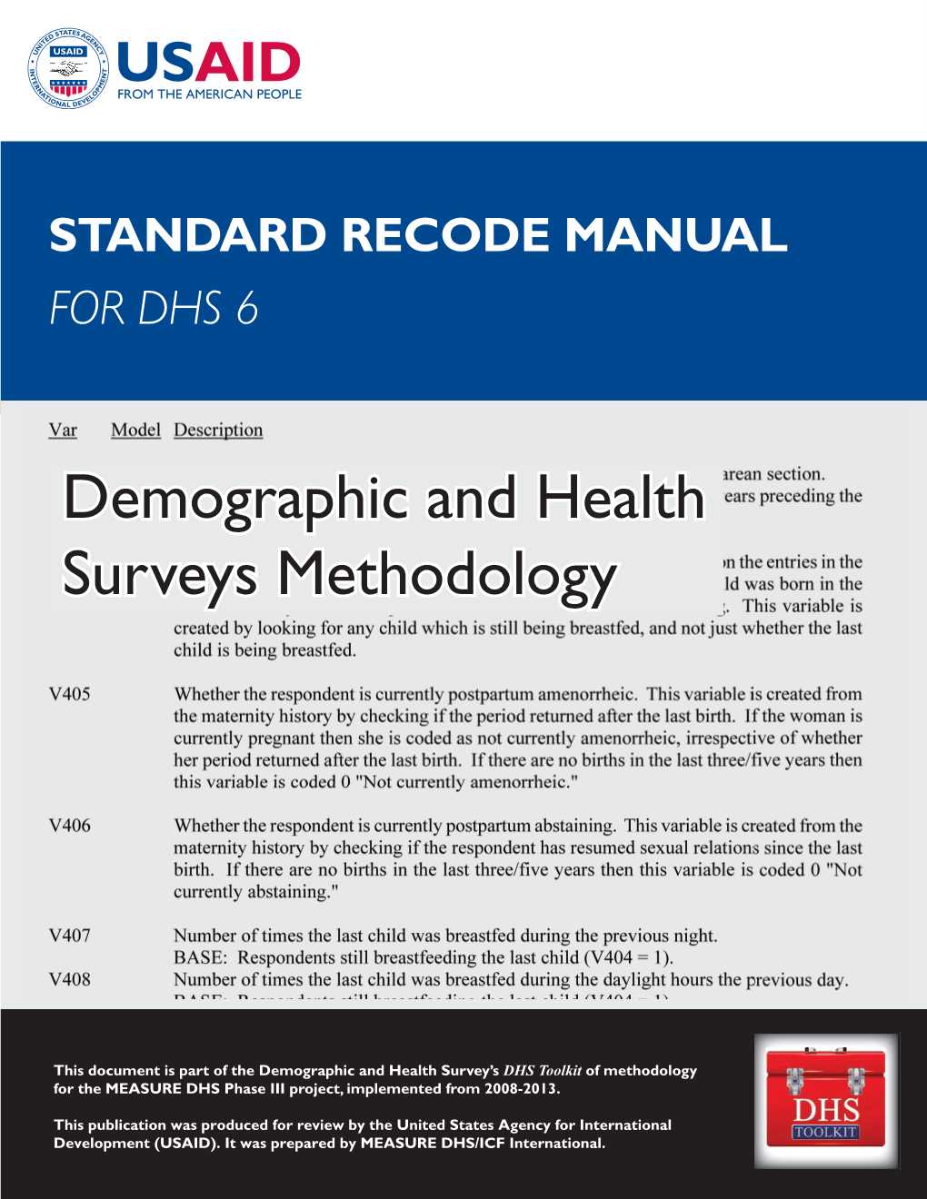Standard Recode Manual for DHS 6