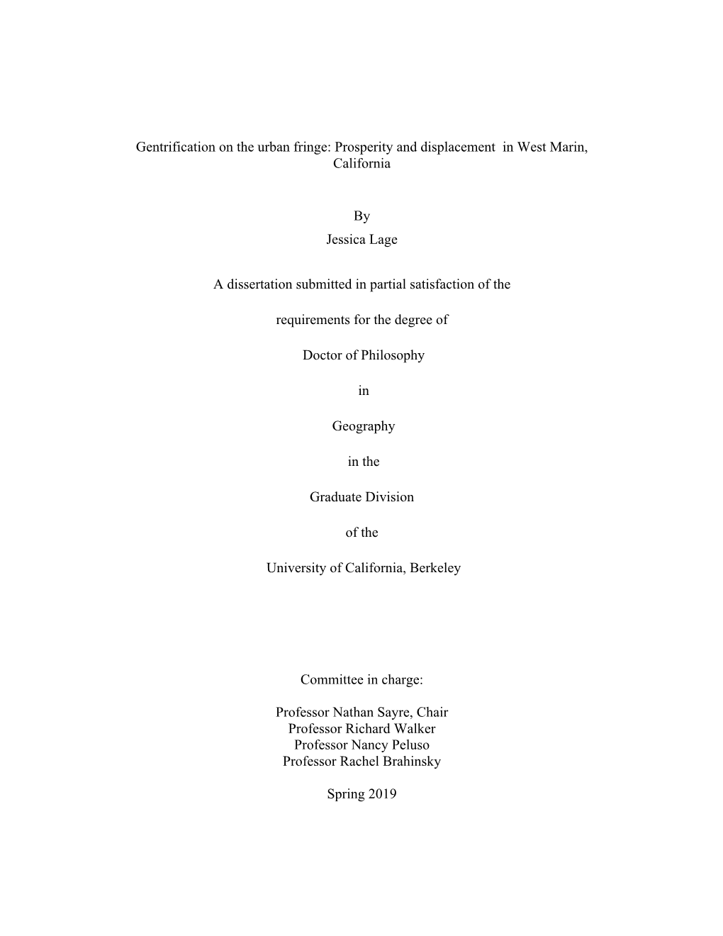 Gentrification on the Urban Fringe: Prosperity and Displacement in West Marin, California