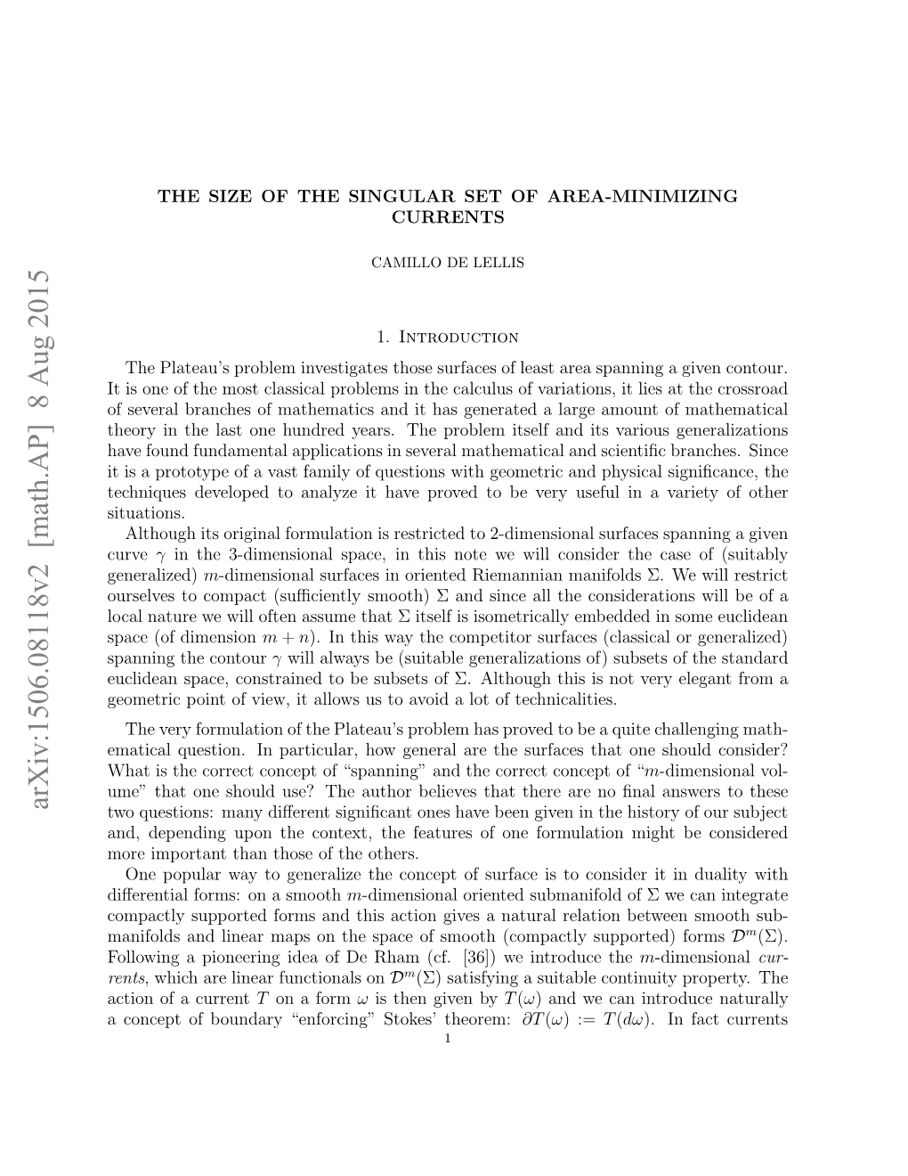 Arxiv:1506.08118V2 [Math.AP]