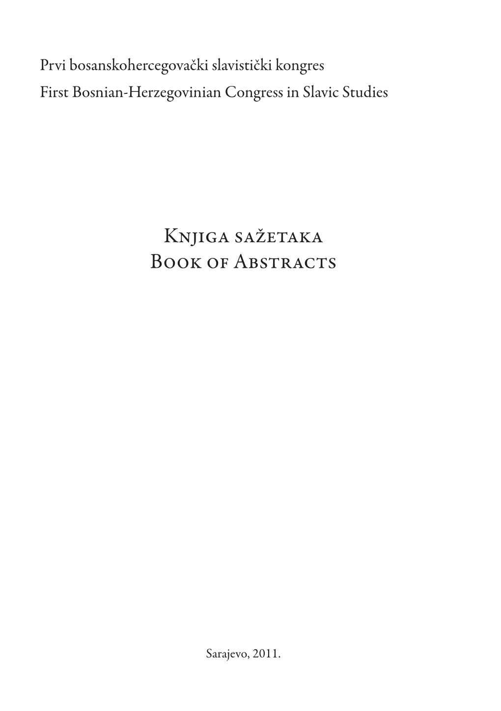 Knjiga Sažetaka Book of Abstracts