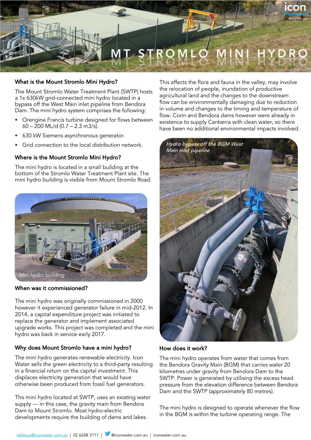 What Is the Mount Stromlo Mini Hydro?