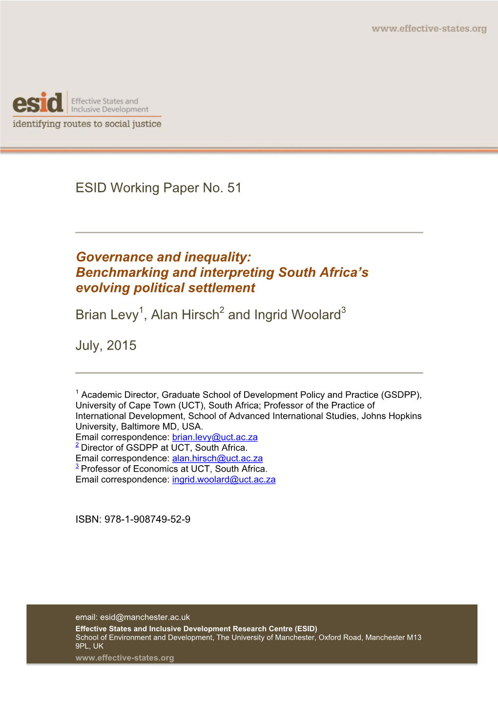 Benchmarking and Interpreting South Africa's Evolving Political Settleme