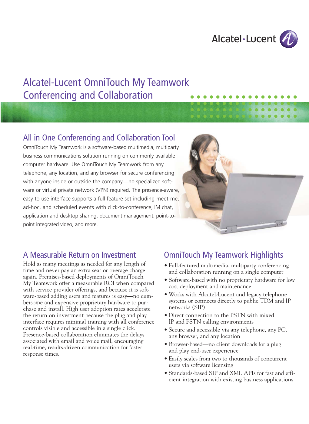 Alcatel-Lucent Omnitouch My Teamwork Conferencing and Collaboration