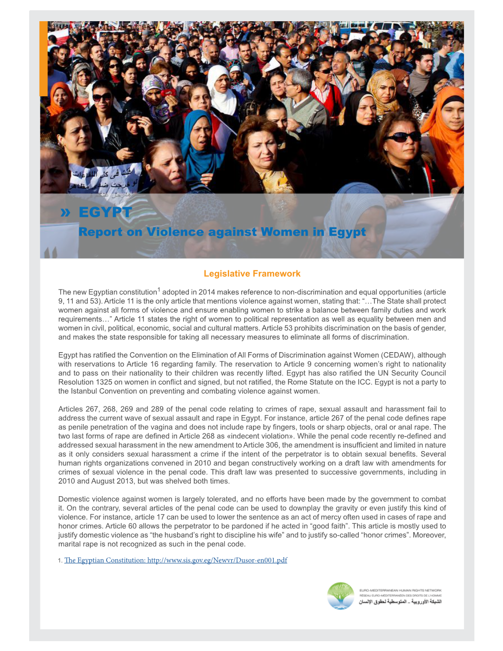 EGYPT Report on Violence Against Women in Egypt