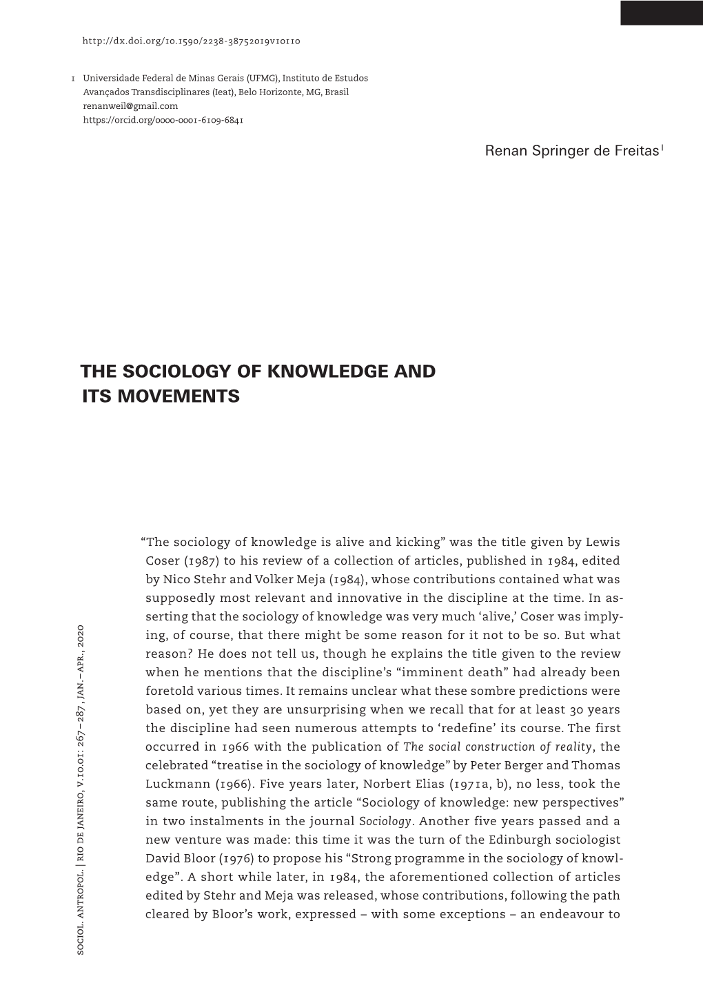 The Sociology of Knowledge and Its Movements