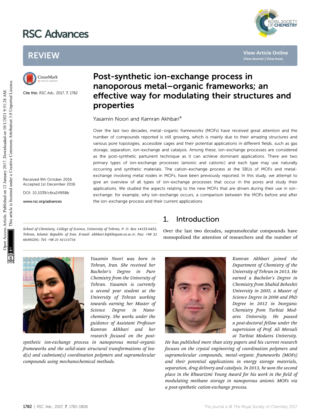 Post-Synthetic Ion-Exchange Process in Nanoporous Metal–Organic