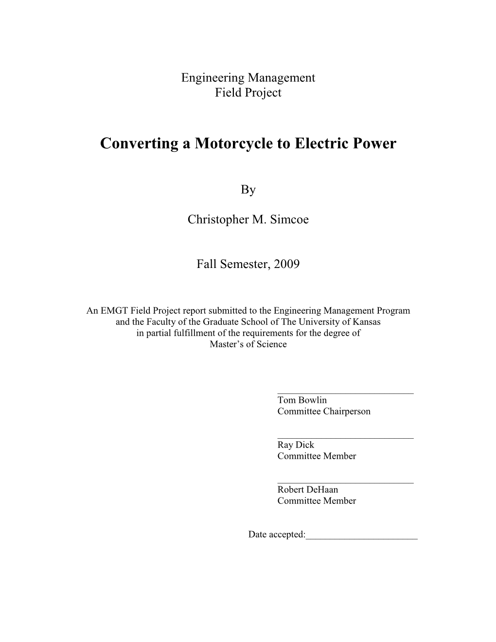 Converting a Motorcycle to Electric Power