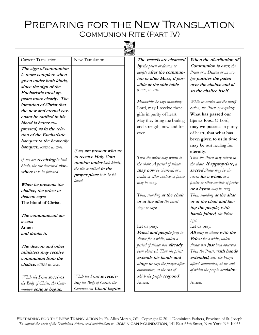 Preparing for the New Translation Communion Rite (Part IV)