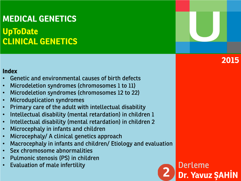 Uptodate CLINICAL GENETICS