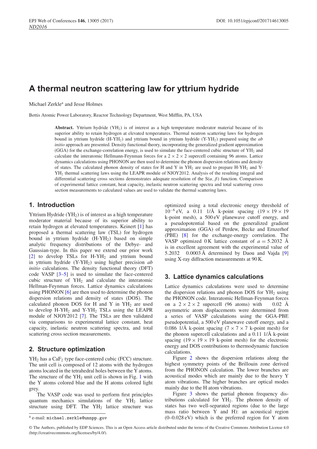 A Thermal Neutron Scattering Law for Yttrium Hydride