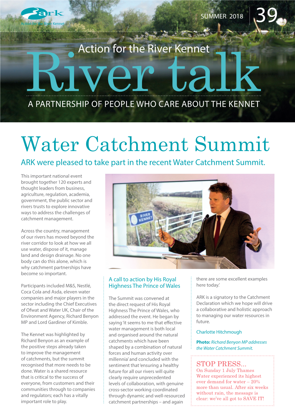 Water Catchment Summit ARK Were Pleased to Take Part in the Recent Water Catchment Summit