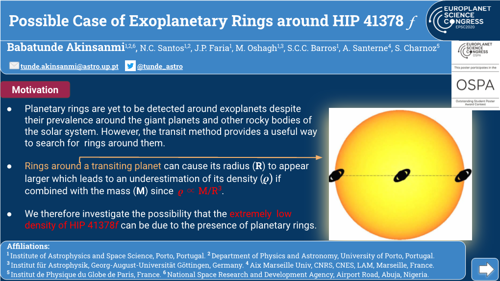 Possible Case of Exoplanetary Rings Around HIP 41378 F