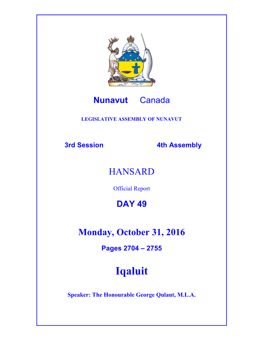 Nunavut Hansard 2704