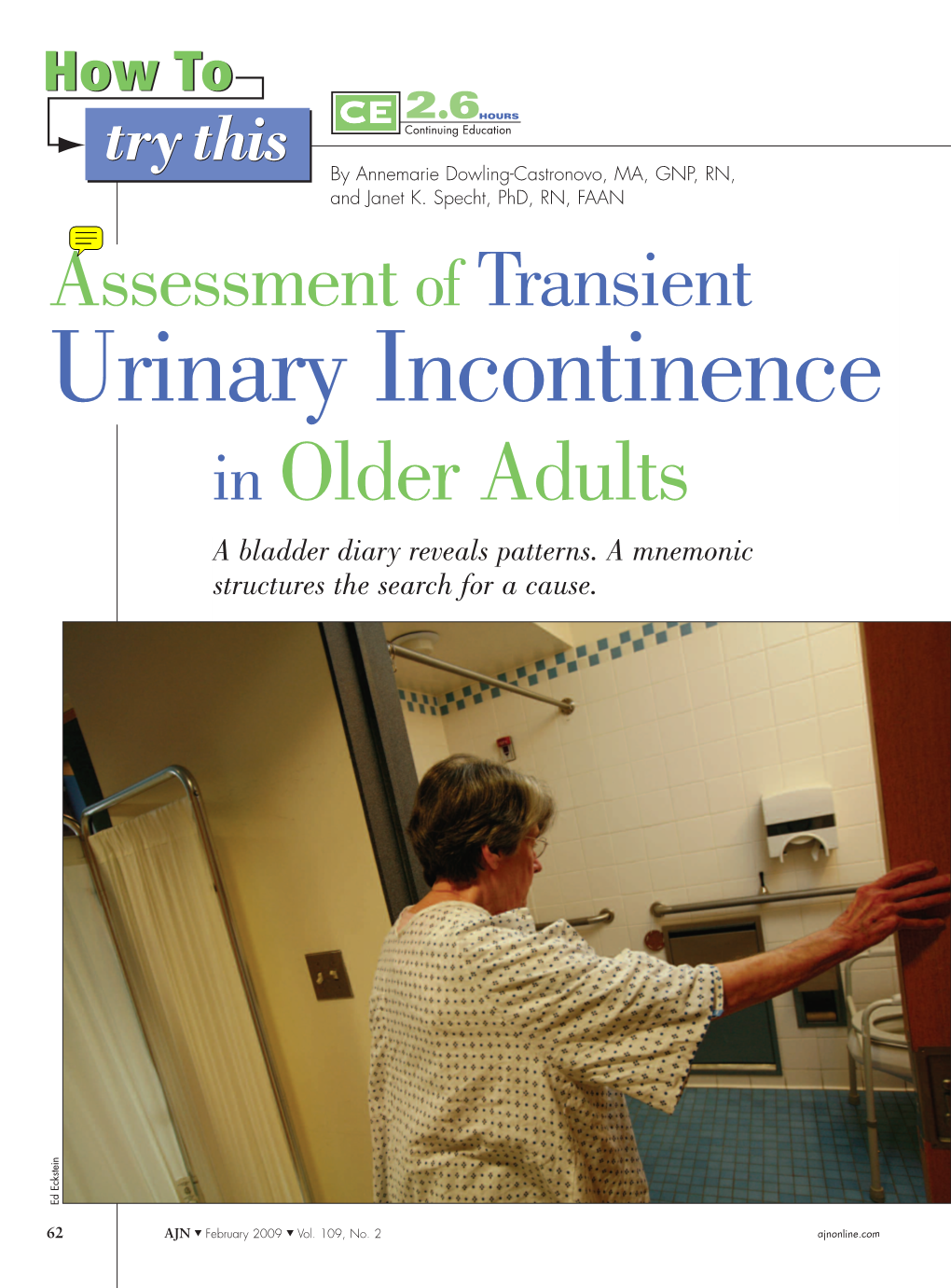 Urinary Incontinence in Older Adults a Bladder Diary Reveals Patterns