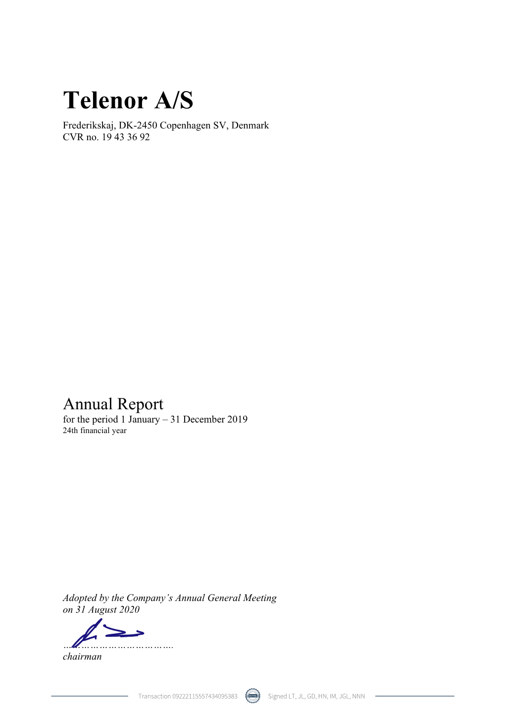 Telenor AS Annual Report 2019 28-08-2020