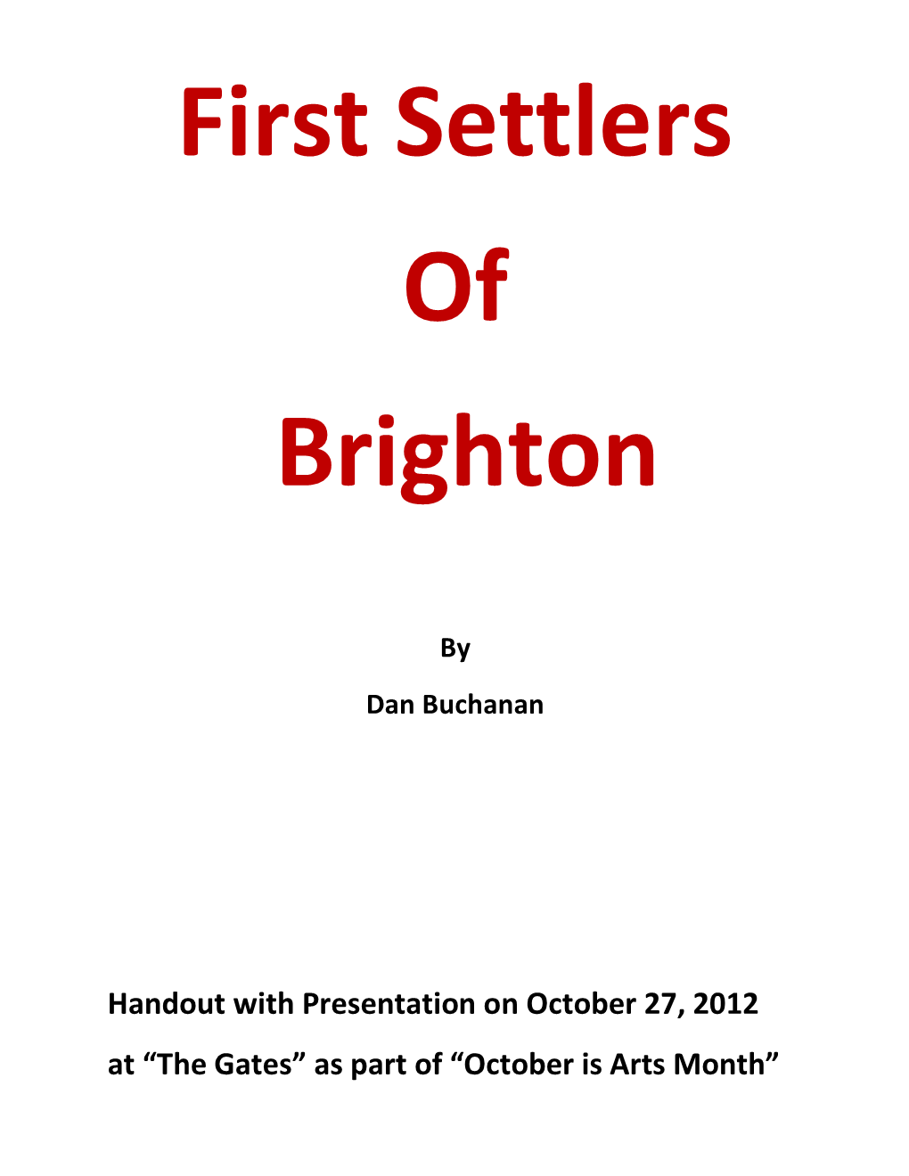 First Settlers of Brighton