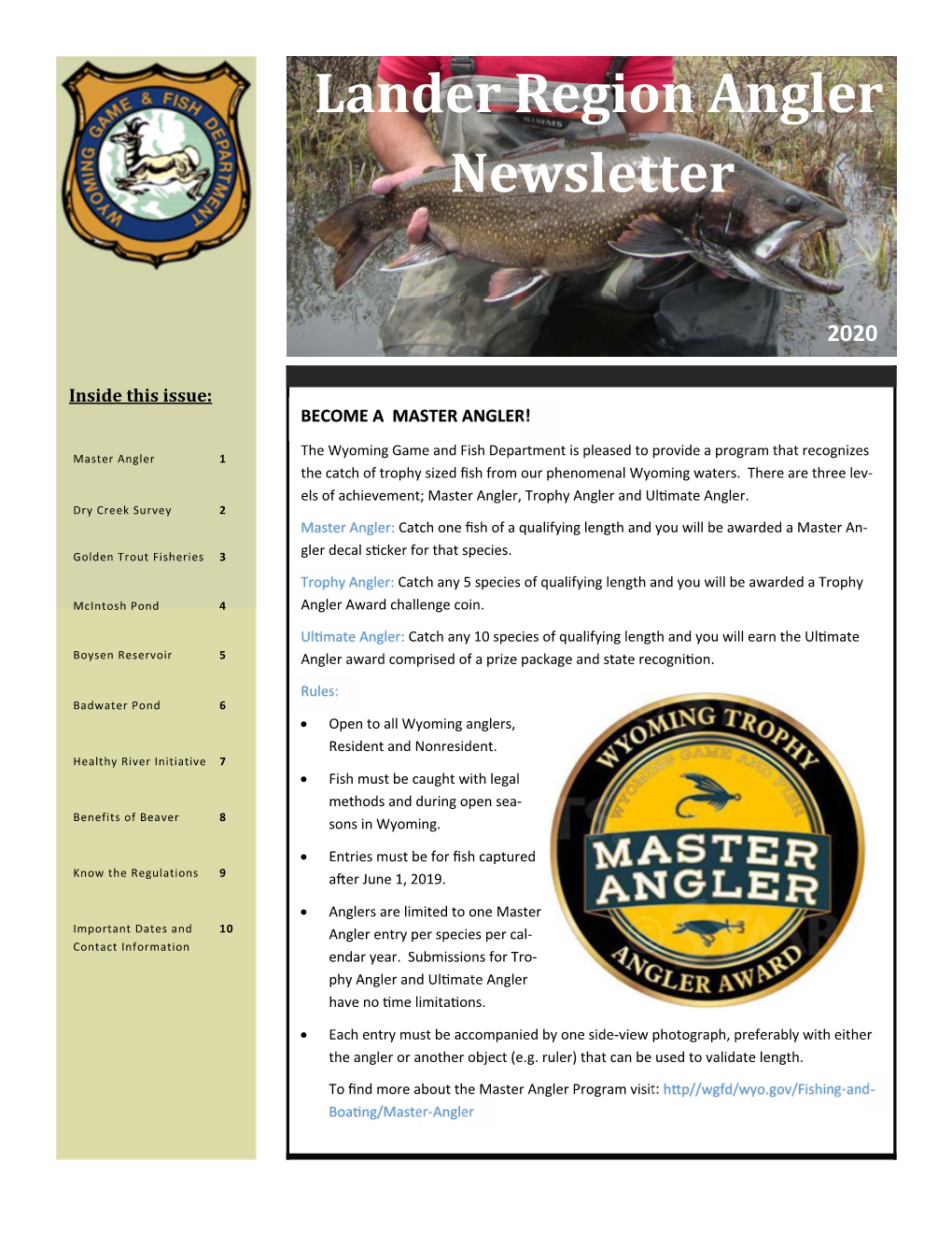 2020 Lander Region Angler Newsletter